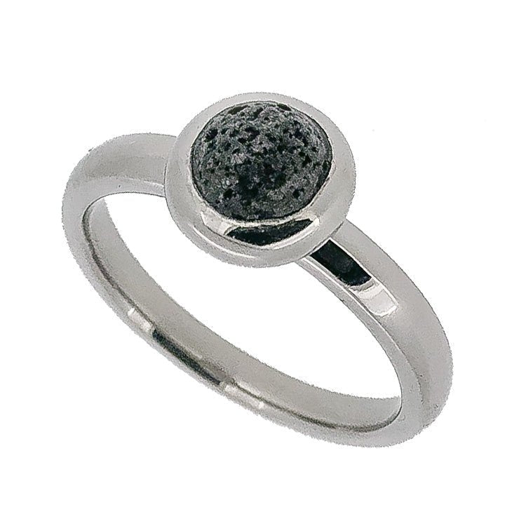 Titanium Ring with 6mm Lava Stone - nammi.is