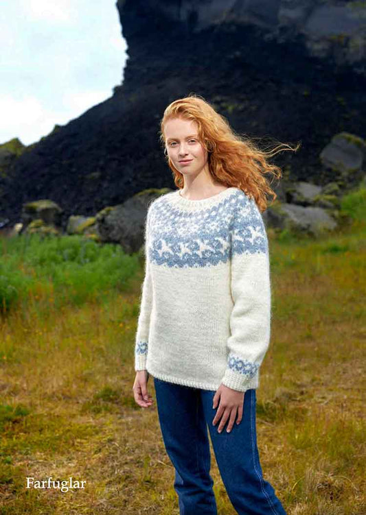 Wool Sweater - Farfuglar - White - nammi.is