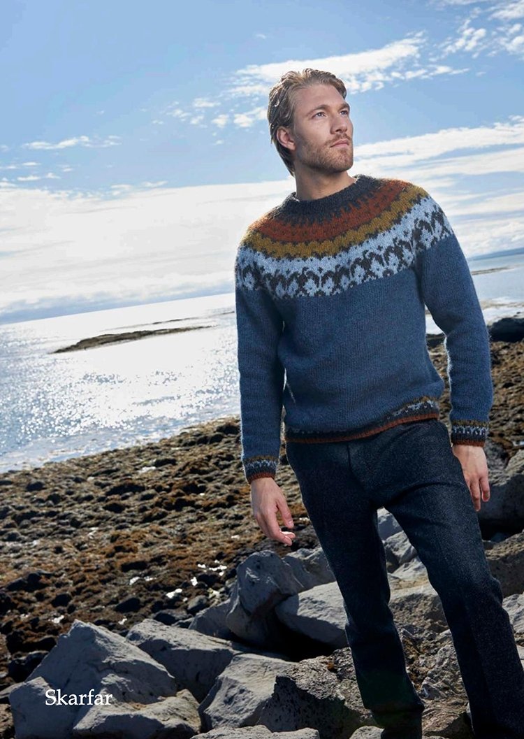 Wool Sweater - Skarfar - Blue - nammi.is