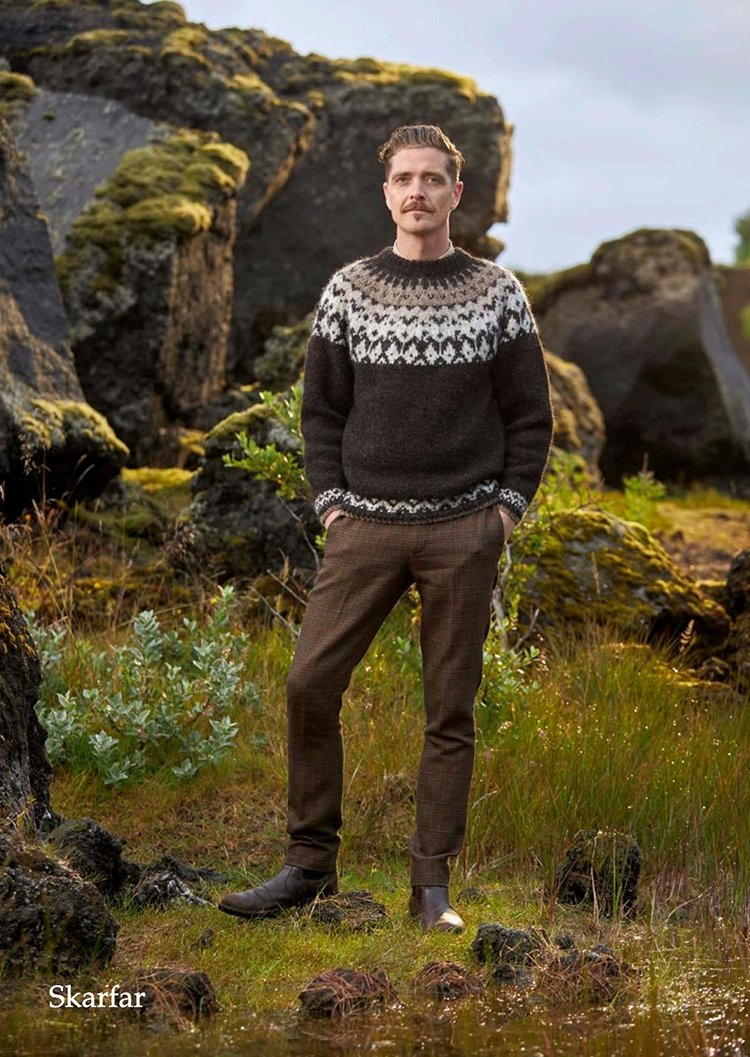 Wool Sweater - Skarfar - Dark Brown - nammi.is