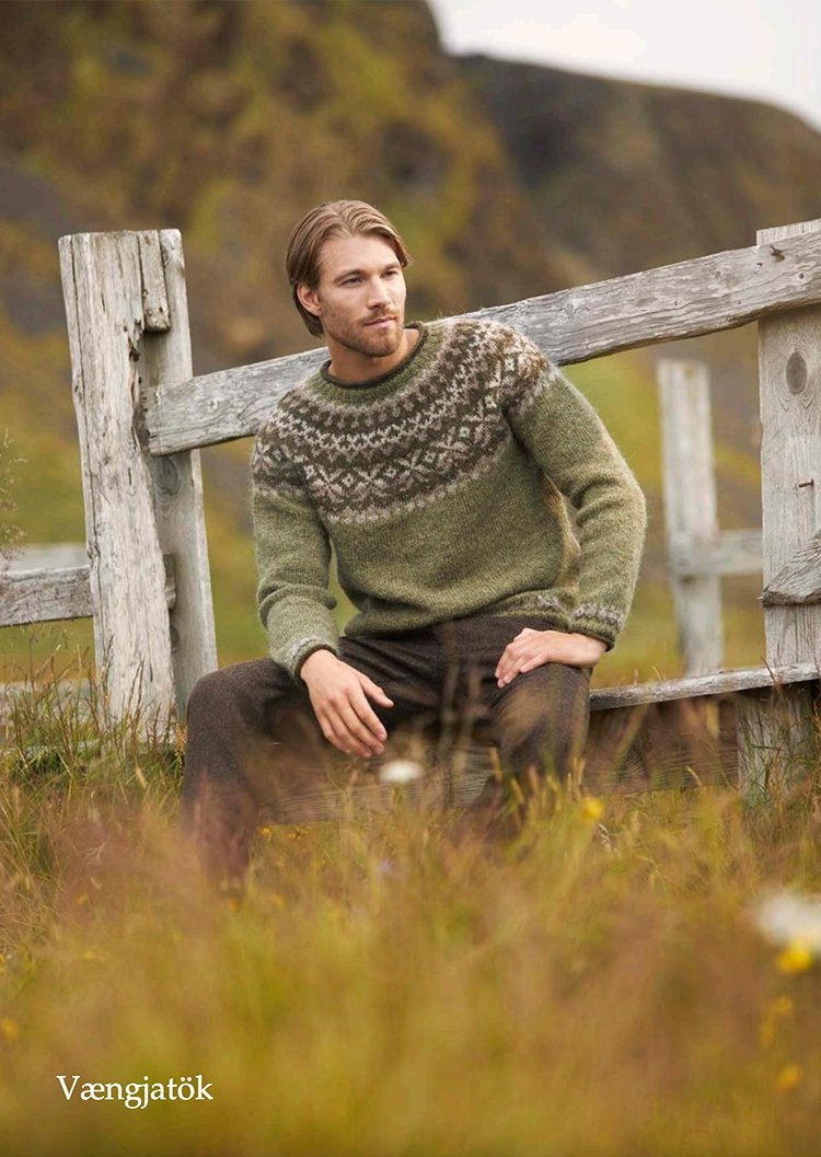 Wool Sweater - Vængjatök Green - nammi.is